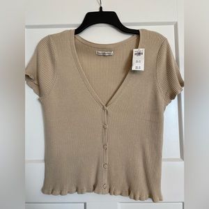 Abercrombie Tan Button Down Cropped Sweater - Brand New with Tags